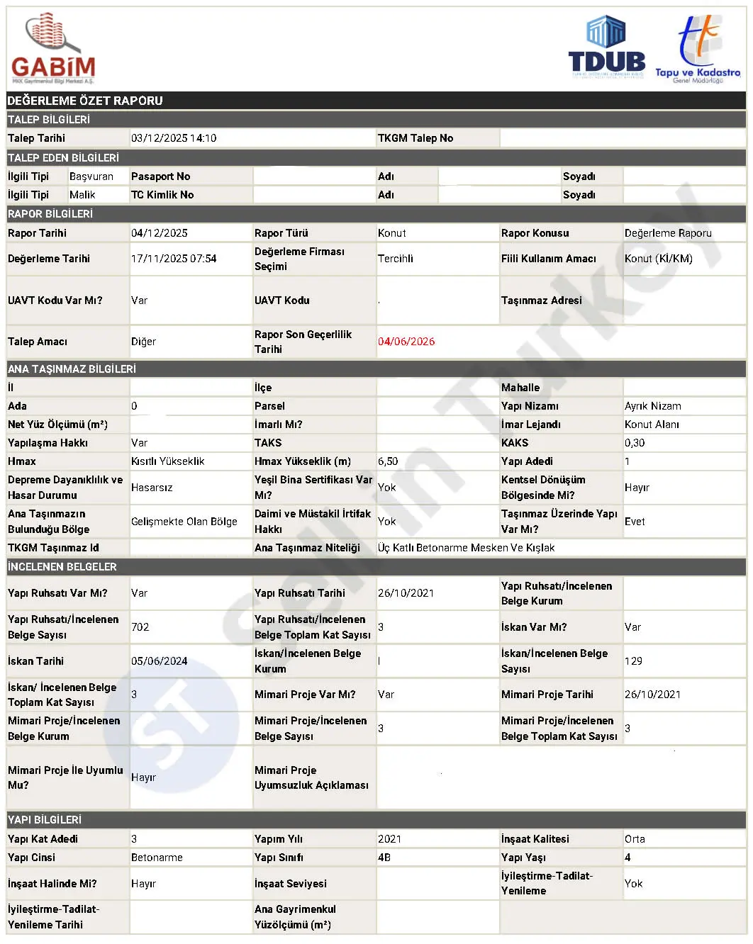 نموذج تقرير تقييم مرخّص من SPK – الصفحة 1